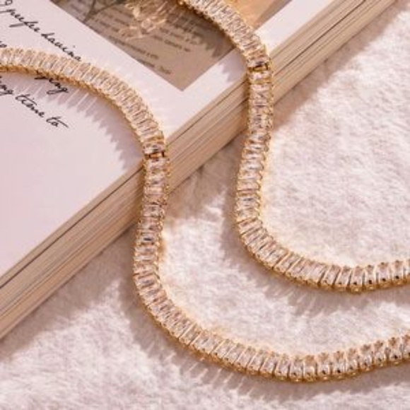 GOLD 18k Gold Plated CZ Tennis Necklace - Picture 4 of 4